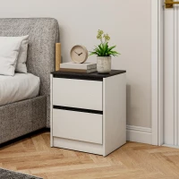 HOMCOM Nightstands Set of 2, Modern Bedside Tables with 2 Drawers, End Side Tables for Bedroom, White(m-10)