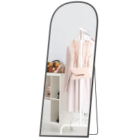 HOMCOM Arched Standing Mirror, 64" x 24" Full Length Mirror, Free Standing or Wall Mounted for Living Room, Bedroom, Black(m-2)