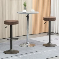 HOMCOM Modern Adjustable Bar Stools Set of 2, Swivel Barstool with Footrest, PU Leather Round Top for Kitchen, Brown(m-1)