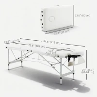 HOMCOM 85" 3 Section Foldable Massage Table Professional Salon Spa Facial Couch Bed (White)(m-3)