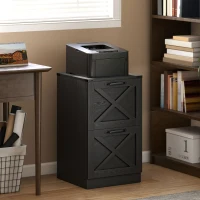 HOMCOM 2 Drawer File Cabinet with Silent Slides, Vertical Farmhouse Filing Cabinet Fits Letter/A4 Size Home Office, Black(m-1)