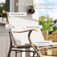 Outsunny Garden Double Gliding Chair, Patio Glider Armchair for Outdoor, Backyard Mesh Seat and Backrest, Steel Frame Cream White(m-6)