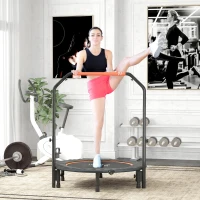 Soozier 45" Foldable Mini Fitness Trampoline, with Adjustable Foam Handle, Orange(m-1)