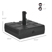 Outsunny Umbrella Stand for 1.5", or 1.9" Umbrella Poles, Fillable Umbrella Base, Black(m-3)