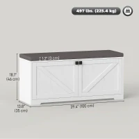 HOMCOM Shoe Storage Bench with Padded Seat, Entryway Bench Holds up to 352 lb, Shoe Organizer, 8 Pairs, White Wood Grain(m-3)