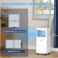 HOMCOM 8000 BTU Portable Air Conditioner with Fan & Dehumidifier Mode, Quiet AC Unit with Remote Control, 24-Hour Timer, White(m-9)