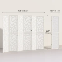 HOMCOM 6 Panel Room Divider, 5.6 FT Lightweight Folding Privacy Screen with Geometric Pattern for Living Room, Bedroom, White(m-3)