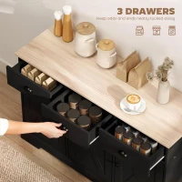 HOMCOM 46.5" Buffet Cabinet, Farmhouse Sideboard with 3 Barn Doors and 3 Drawers for Living Room, Kitchen, Black(m-4)