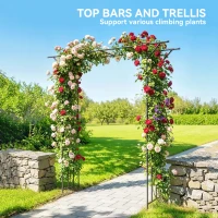 Outsunny Garden Arch, PE-Coated Steel Outdoor Trellis Arbor for Climbing Plants, Wedding Arch, 70.9" x 15.7" x 84.6", Black(m-4)