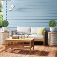 HOMCOM Artificial Plants Faux Lavender Set of 2, UV Protected Fake Plants with Ground Stakes for Indoor Outdoor Decor, Purple(m-9)