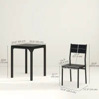 HOMCOM Dining Table Set for 2, 3 Piece Kitchen Table and Chairs with Metal Legs for Small Spaces, Black(m-3)