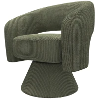 HOMCOM Swivel Barrel Accent Chair, Modern Upholstered Living Room Chair with Thick Padding for Reading, Green(m-1)