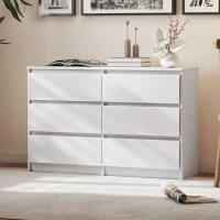 HOMCOM Wide Chest of Drawers, 6 Drawer Dresser for Bedroom, Living Room, Hallway, Modern Clothes Storage Organizer, White(m-10)