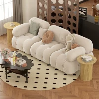 HOMCOM Round Side Table, Fluted Accent End Table, Narrow Nightstand for Small Spaces, Living Room, Oak(m-10)