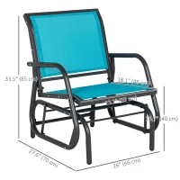 Outsunny Patio Glider Set of 2 Outdoor Glider Chair with Breathable Mesh Seat & Backrest, Armrests and Metal Frame, Blue(m-3)