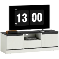 HOMCOM TV Stand for 43-55 Inch TV,  Entertainment Center w/ Cabinets, Shelf, Drawer and Cable Management for Living Room, White(m-11)