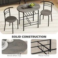 HOMCOM Dining Table Set of 3, 31.5" Kitchen Table and Chairs Set for 2 with Shelf, for Small Space, Dining Room, Living Room(m-6)