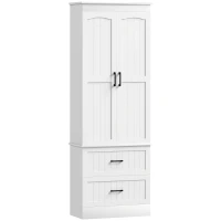 HOMCOM Tall Pantry Cabinet, 67" Kitchen Storage Cabinet with Adjustable Shelves and 2 Drawers for Kitchen, Dining Room, White(m-2)
