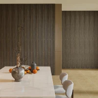 HOMCOM 95" x 8" Wood Panels for Wall, 4 Pack Acoustic Panels, Sound Absorbing Slat Wall For Interior Wall Decor, Home, Walnut(m-9)