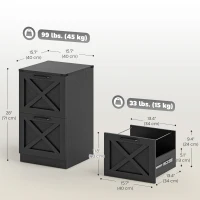 HOMCOM 2 Drawer File Cabinet with Silent Slides, Vertical Farmhouse Filing Cabinet Fits Letter/A4 Size Home Office, Black(m-3)