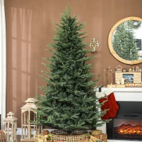 HOMCOM 7 ft Artificial Christmas Tree with Dense Realistic Branches, Full Ponderosa Fir, Hinged Xmas Tree, Easy Assembly(m-8)