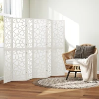 HOMCOM 6 Panel Room Divider, 5.6 FT Lightweight Folding Privacy Screen with Geometric Pattern for Living Room, Bedroom, White(m-9)