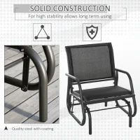 Outsunny Patio Glider Set of 2 Outdoor Glider Chair with Breathable Mesh Seat & Backrest, Armrests and Metal Frame, Black(m-6)