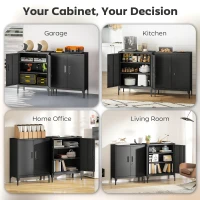 HOMCOM Office Storage Cabinet with Lock, Filing Cabinet with Adjustable Shelves and Doors for Home Office, Garage, Black(m-7)