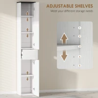 HOMCOM Tall Bathroom Cabinet with 2 Cupboards and Drawer, Slim Bathroom Storage Cabinet with Adjustable Shelves, White(m-5)