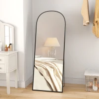 HOMCOM Arched Standing Mirror, 64" x 24" Full Length Mirror, Free Standing or Wall Mounted for Living Room, Bedroom, Black(m-1)