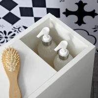 kleankin Slim Bathroom Cabinet with Wheels, Narrow Bathroom Storage Cabinet with Door, Drawer and 2 Open Compartments, White(m-10)