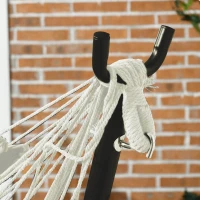 Outsunny Patio Hammock Chair with Stand, Outdoor Hammock Swing Hanging Lounge Chair with Side Pocket and Headrest, Cream(m-7)
