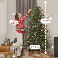 HOMCOM 7 ft Artificial Christmas Tree with Dense Realistic Branches, Full Ponderosa Fir, Hinged Xmas Tree, Easy Assembly(m-3)