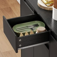 HOMCOM 71" Pantry Cabinet with Charging Station, Kitchen Storage Cabinet with Microwave Stand, Pegboard, 6 S-hooks, Black(m-10)