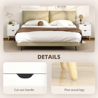 HOMCOM Modern Bedside Table Set of 2, Nightstand with 2 Drawers and Pine Wood Legs for Bedroom, Living Room, White(m-6)