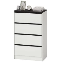 HOMCOM Tall Chest of Drawers, 4 Drawer Dresser for Bedroom, Living Room, Hallway, Modern Storage Cabinet, White Wood Effect(m-2)