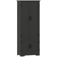 HOMCOM 60" 4-Door Storage Cabinet Multi-Storey Large Space Pantry with Adjustable Shelves Black(m-2)