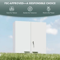 HOMCOM Wall Mount Medicine Cabinet, Bathroom Cabinet with 4 Tier Shelves, Lockable with 2 Keys for Kitchen, White(m-6)