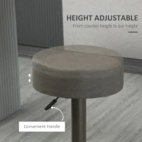 HOMCOM Modern Adjustable Bar Stools Set of 2, Swivel Barstool with Footrest, PU Leather Round Top for Kitchen, Dark Grey(m-5)