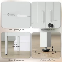 HOMCOM Office Storage Cabinet, Lockable Filing Cabinet with 3 Adjustable Shelves and 2 Doors for Home Office, Garage, White(m-7)