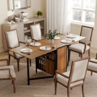 HOMCOM Multi-use Foldable Table with Hideaway Shelves, Drop Leaf Table for Kitchen, Dining, Study and Office, Brown(m-1)