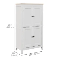 HOMCOM Bathroom Storage Cabinet, Modern Bathroom Floor Cabinet with 4 Doors and 2 Adjustable Shelves, White(m-3)