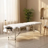 HOMCOM 85" 3 Section Foldable Massage Table Professional Salon Spa Facial Couch Bed (White)(m-1)