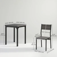 HOMCOM Dining Table Set for 2, 3 Piece Kitchen Table and Chairs with Metal Legs for Small Spaces, Grey Wood Effect(m-3)