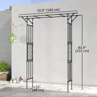 Outsunny Garden Arch, PE-Coated Steel Outdoor Trellis Arbor for Climbing Plants, Wedding Arch, 70.9" x 15.7" x 84.6", Black(m-3)
