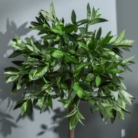 Outsunny 3FT Artificial Laurel Tree Set of 2, Lifelike Fake Plant with 564 Leaves, Potted Fake Plant for Home Office Decor, Green(m-7)