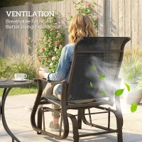 Outsunny Outdoor Glider Chair, Patio Glider with Steel Frame and Mesh Fabric, Outdoor Chair for Backyard, Garden, Porch, Black(m-5)