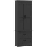 HOMCOM Tall Pantry Cabinet, 67" Kitchen Storage Cabinet with Adjustable Shelves and 2 Drawers for Kitchen, Dining Room, Black(m-2)
