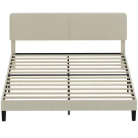 HOMCOM King Size Bed Frame with Adjustable Upholstered Headboard Platform Bed Frame Wood Slat Support Noise Free Light Grey(m-2)