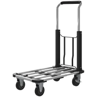HOMCOM 330 lbs Heavy Duty Hand Truck, Folding Trolley, Dolly with Adjustable Handle and Extendable Platform, Silver and Black(m-2)